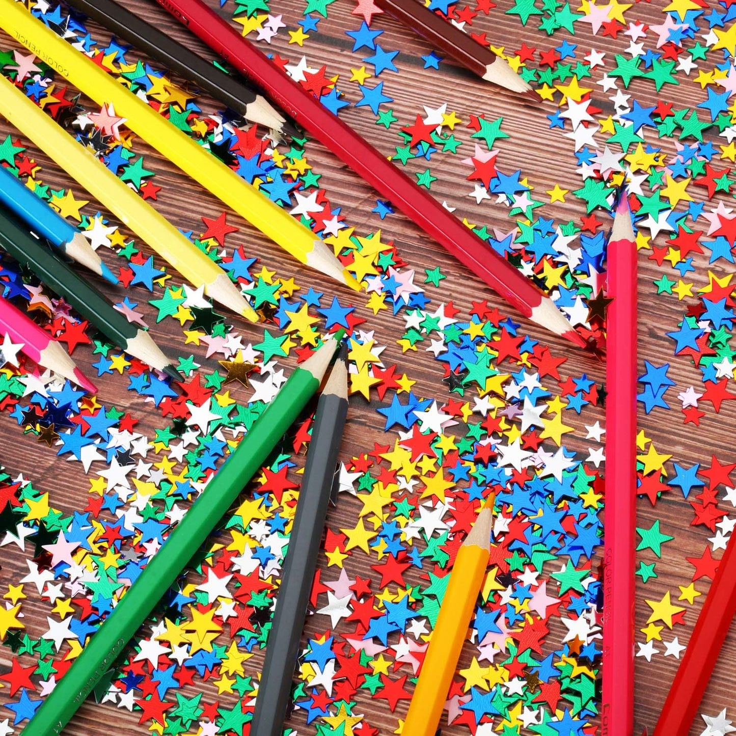 Hestya 60g Star Confetti Glitter Table Confetti Metallic Foil Stars for Party Wedding Festival Decorations(Multicolor,10mm and 6mm)