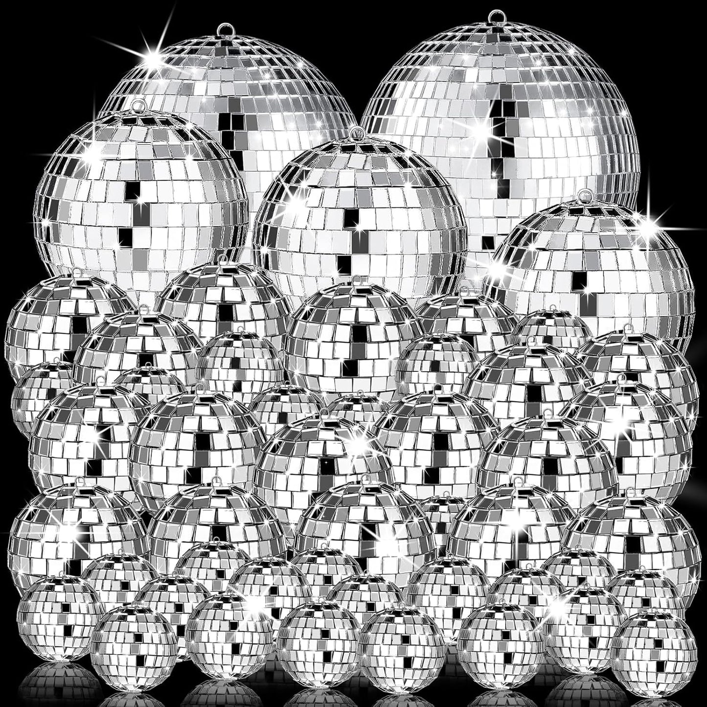 54 Pcs Mini Silver Disco Balls - Hanging Mirror Ornaments for Party, Wedding, Christmas Supplies