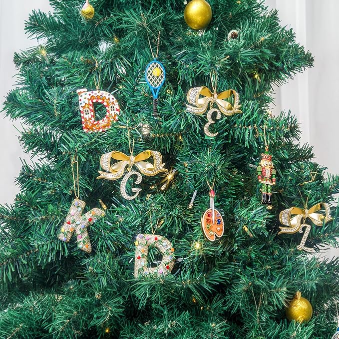 2025 Christmas Initial Ornaments,Letter K Ornaments for Xmas Tree,Hanging Christmas Ornament Gift for Mother Friends Sister Wife Grandma Women Men