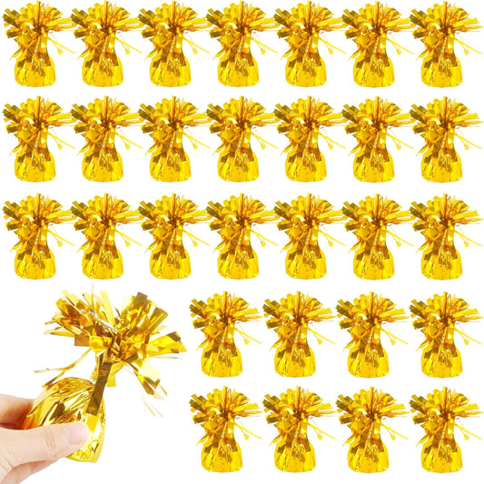 30 Pack 4.7 Inch Balloon Weights 170g Metallic Wrapped Balloon Anchors Weights for Birthday Wedding Graduation Party Event Supplies (Color Style 1)