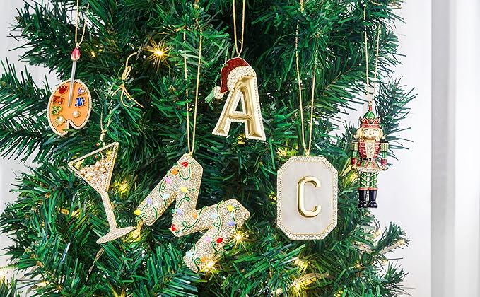 2025 Christmas Initial Ornaments | Letter H Ornaments for Xmas Tree|Hanging Ornament Gift for Mother Best Friends Sister Wife