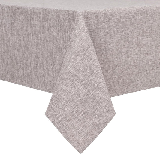 Hiasan Faux Linen Rectangle Tablecloth - Wrinkle and Stain Resistant Washable Table Cloth for Kitchen Dining Room Holiday Table Cover for Party Dinner, Stone, 54 x 108 Inch