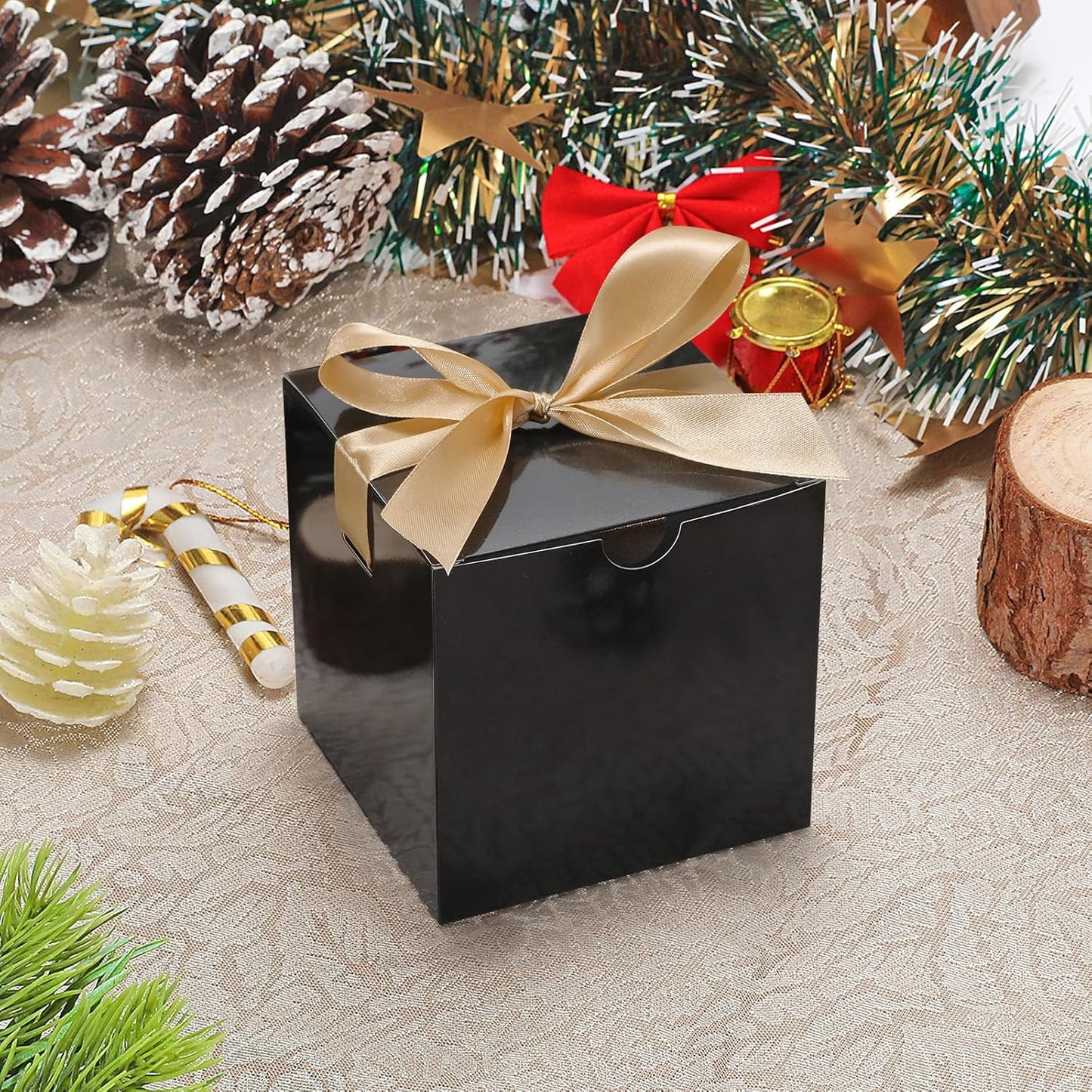 DOYIDE Small Gift Boxes, 20 Pack 5x5x5 Inch Black Elegant Paper Boxes with Ribbons, Crafting, Christmas Gift Box Wedding Party Favor, Cupcake, Candy, Bridesmaids Proposal Box