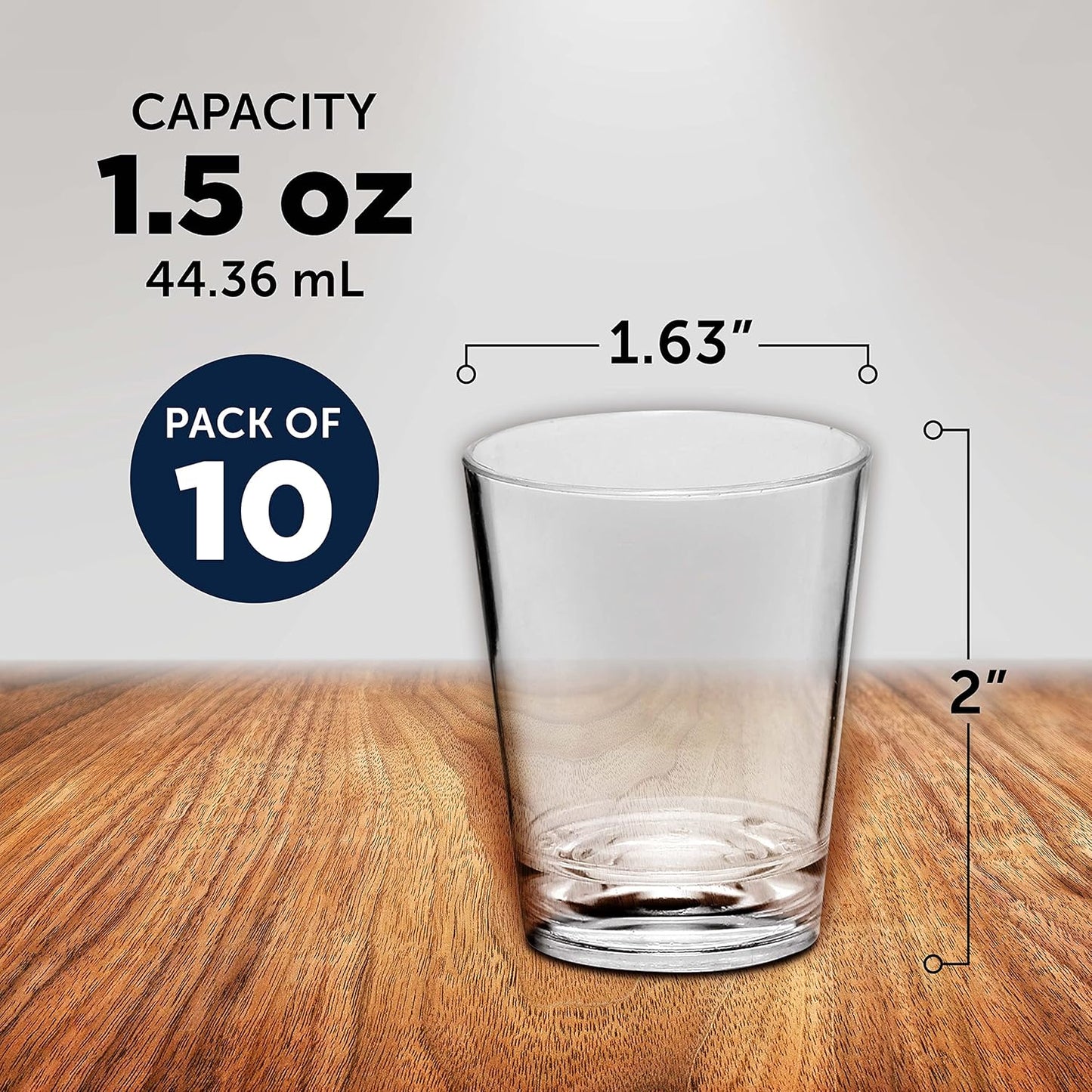 DISCOUNT PROMOS Translucent Plastic Shot Glasses 1.5 oz. Set of 10, Bulk Pack - Acrylic, Great for Wedding, Party, Birthday, Gifts - Clear