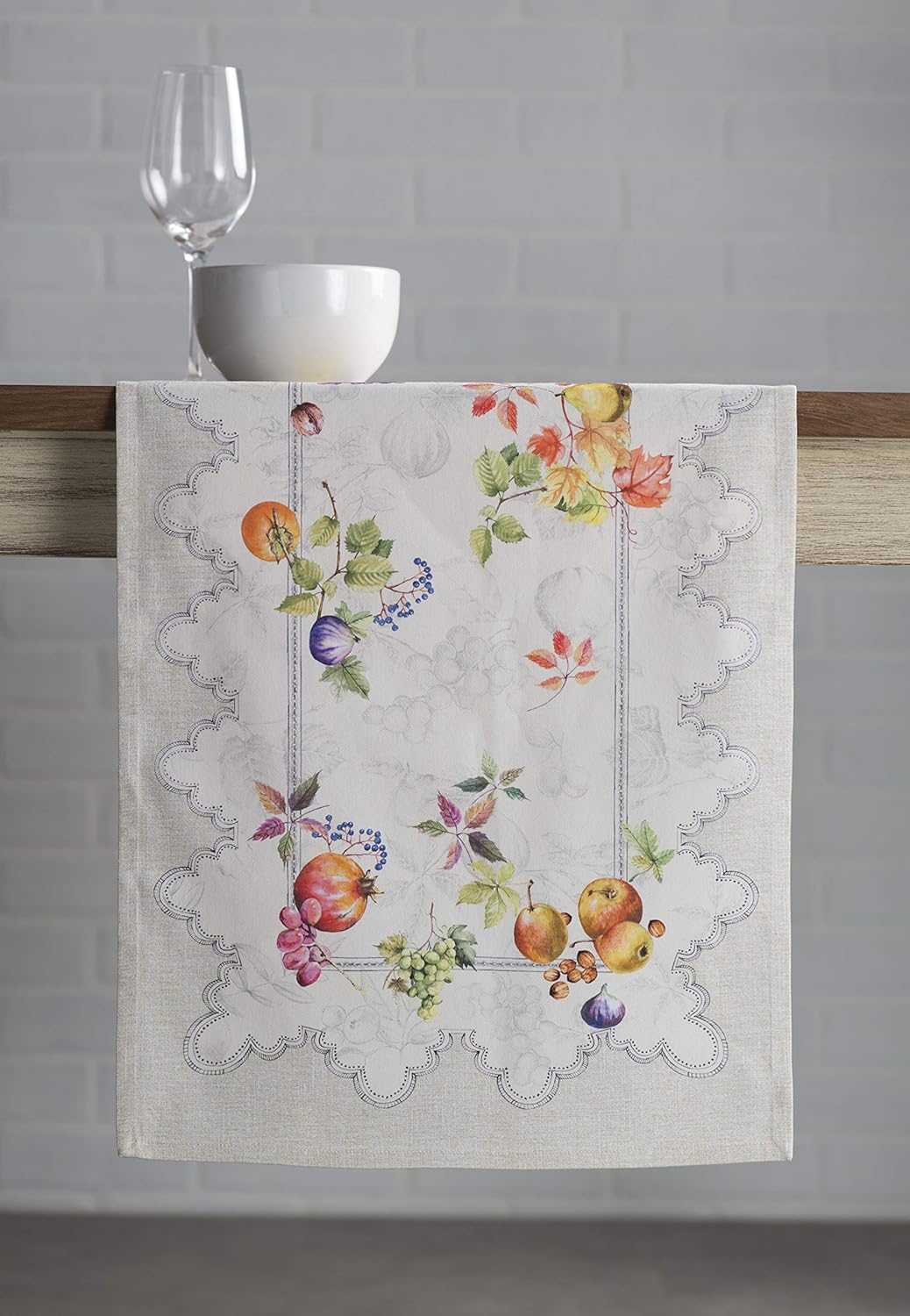 Maison d' Hermine Table Runner 100% Cotton Single Layer Table Runners 60 inches Long for Thanksgiving Christmas Decorations Home Kitchen Dining Party Wedding (Fruit D'Hiver, 14.5" x 60")