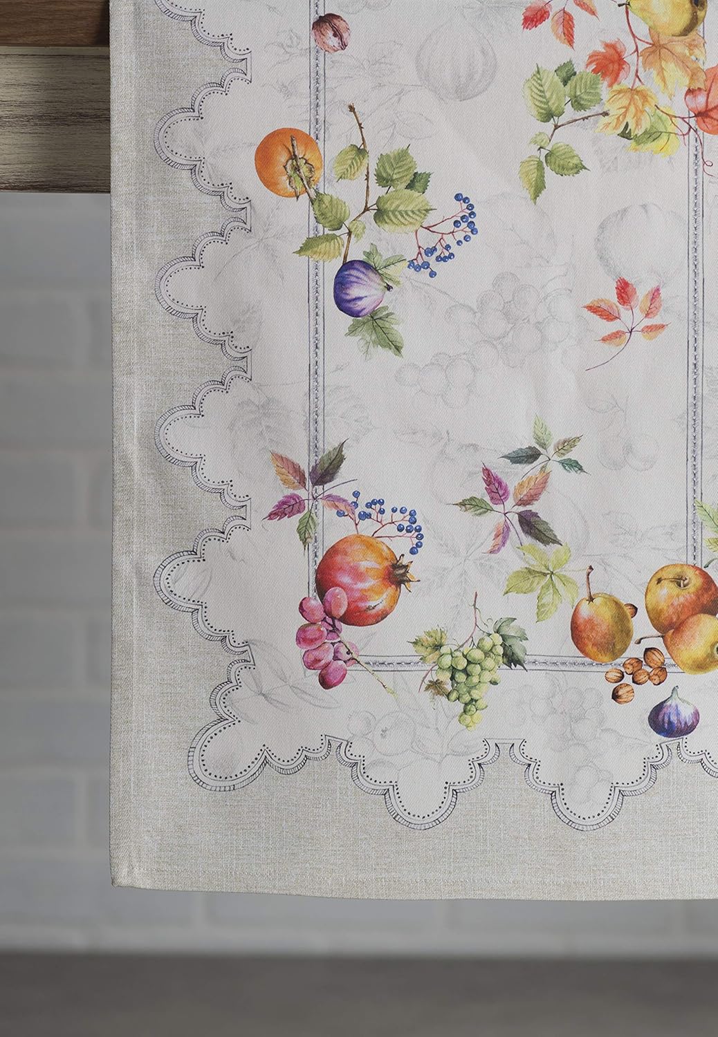 Maison d' Hermine Table Runner 100% Cotton Single Layer Table Runners 90 inches Long for Thanksgiving Christmas Decorations Home Kitchen Dining Party Wedding (Fruit D'Hiver, 14.5" x 90")