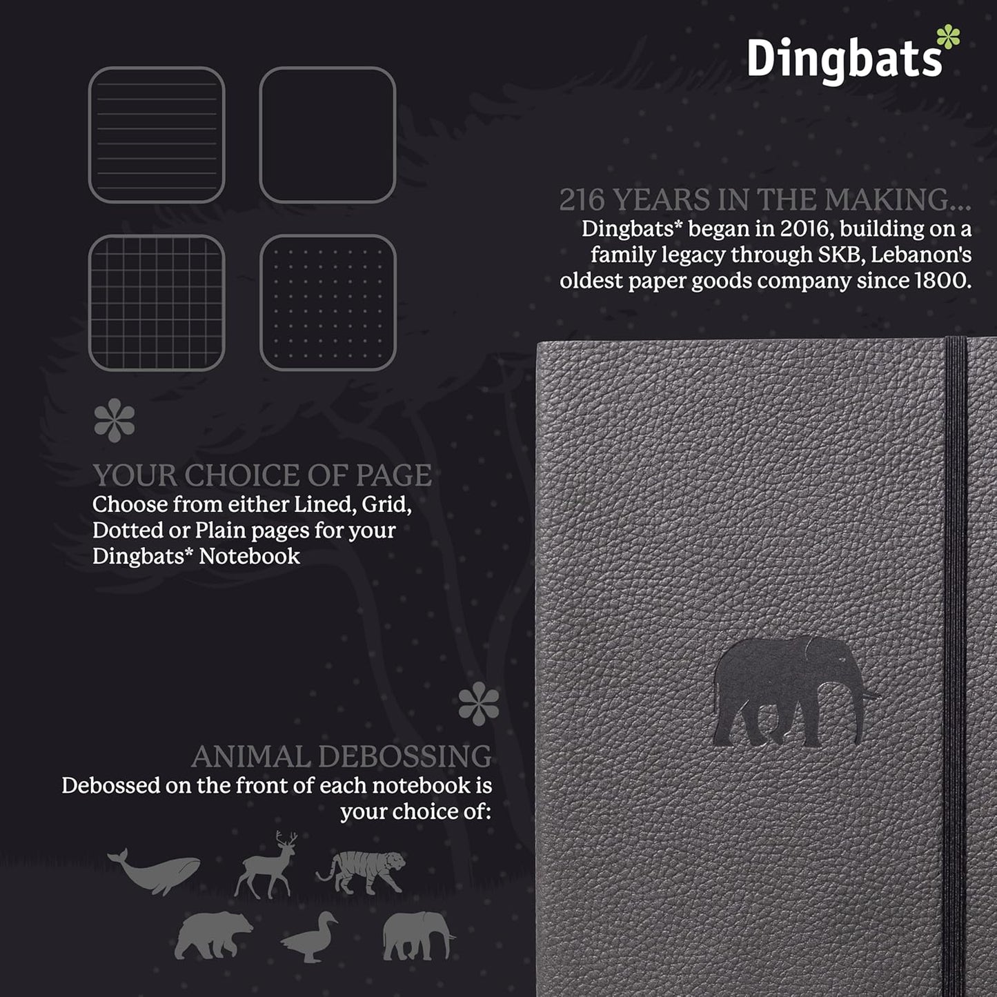 Dingbats A5 Wildlife Lined Notebook Journal - Premium Vegan Leather Softcover Executive Journal for Women & Men - Work, Note Taking, Writing & Travel