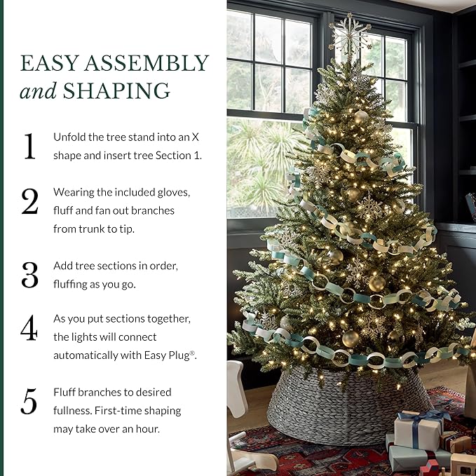 Balsam Hill 9ft Pre-Lit Classic Blue Spruce - Artificial Christmas Tree with 1500 Clear Incandescent Lights, Easy Plug Technology, Premium Stand for Indoor Holiday Decorating