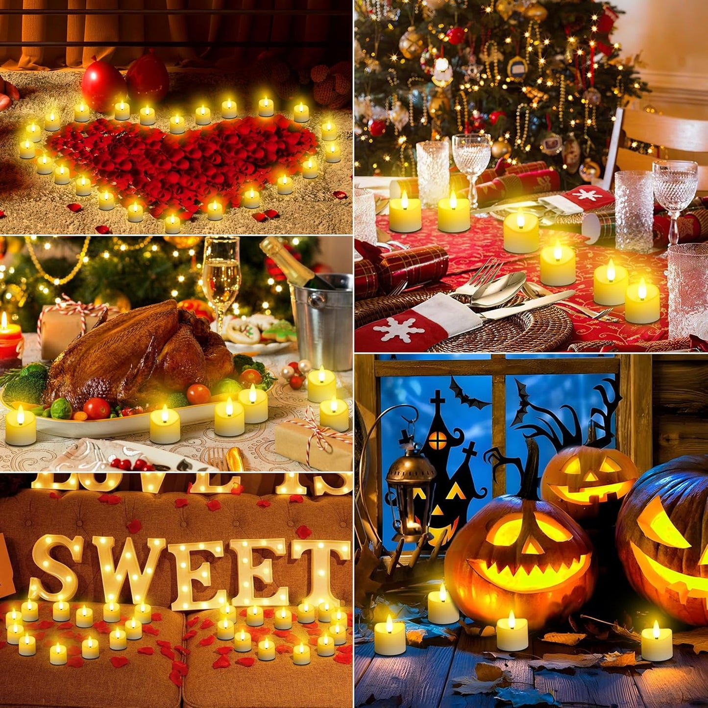 YiaMia Rechargeable Tea Lights with Remote, Flameless LED Candle with 24H Cycle Timer, Battery Operated Tea Lights for Votive, Weddings, Parties, Halloween, Christmas, Home Decoration (6)