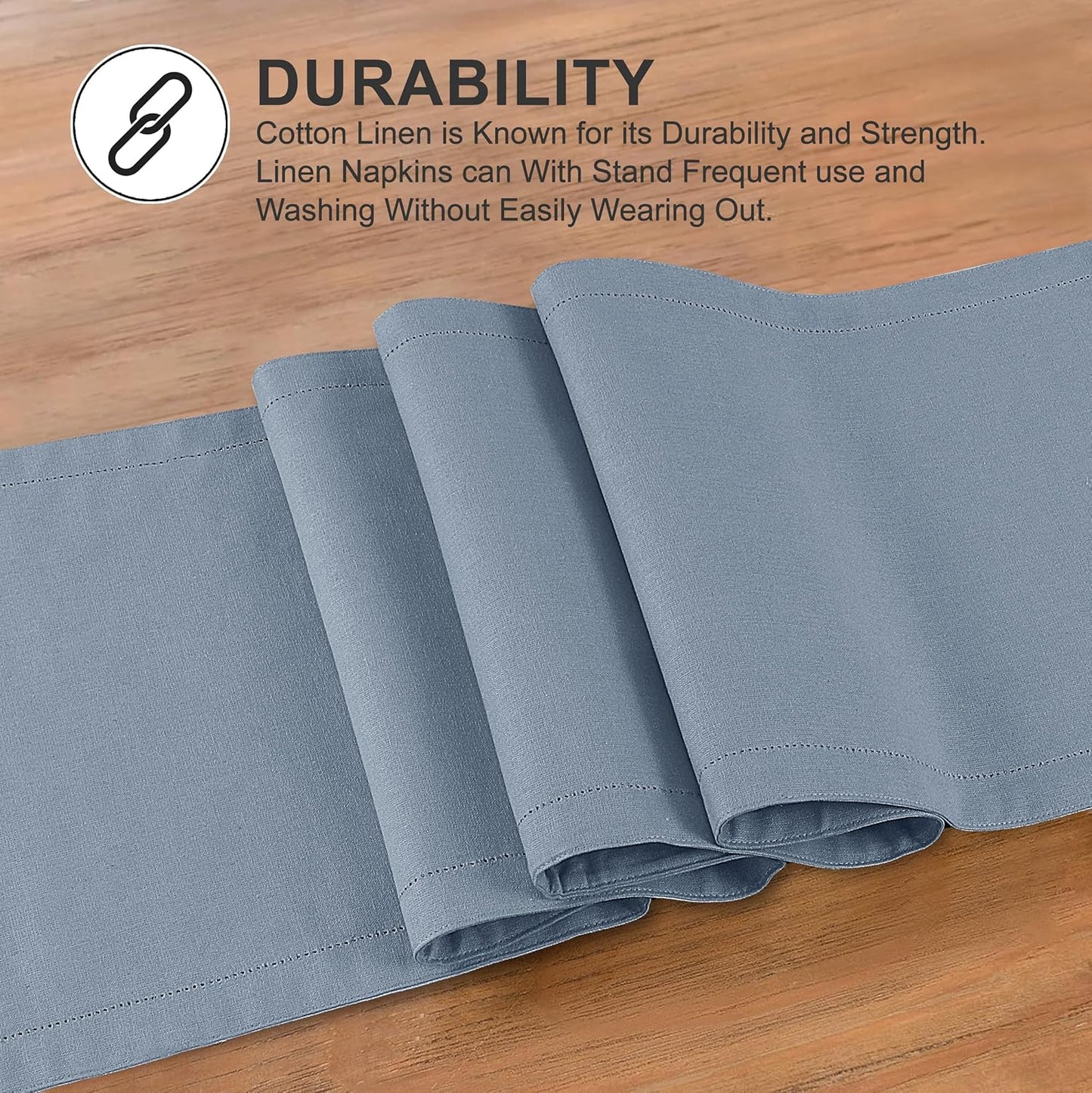 Ruvanti Linen Table Runner 72 Inches, Classic Hemstitch, Washable, Reusable, Non-Slipping, Stain Resistant- Perfect for Parties, Weddings, Dinners, Thanksgiving, Christmas, Indoor use – Grey