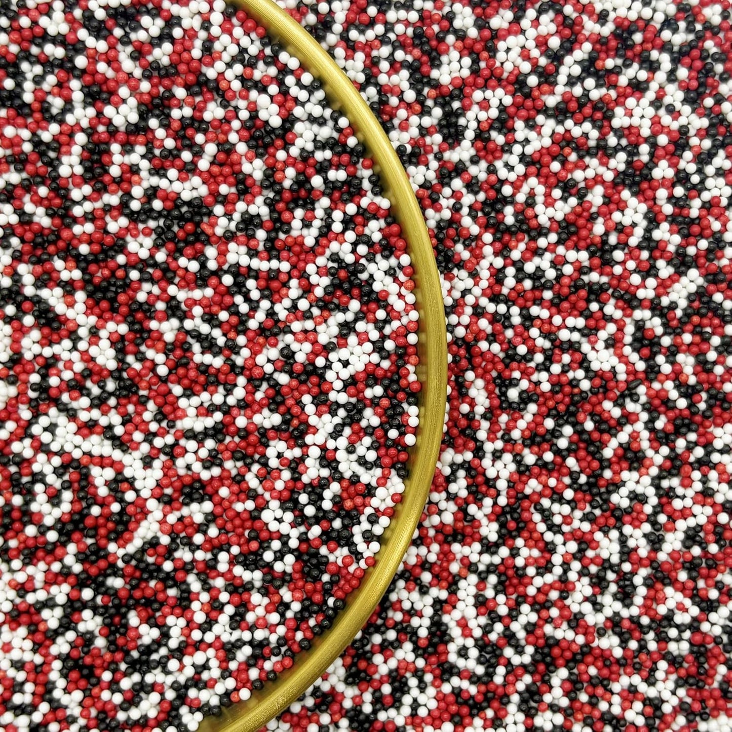 Edible Red & Black & White Sprinkles Candy 2mm Mini Pearls Cake Decorations Cupcake Toppers Cookie Decorating Perfect for Wedding Party Valentine Halloween Christmas Supplies 3OZ