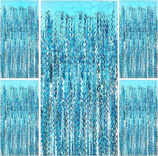 Wave Foil Fringe Curtain Blue Streamers Photo Backdrop Blue Birthday Party Supplies Frozen Birthday Ocean Themed Party Decorations Frozen Party Supplies Under The Sea Decorations