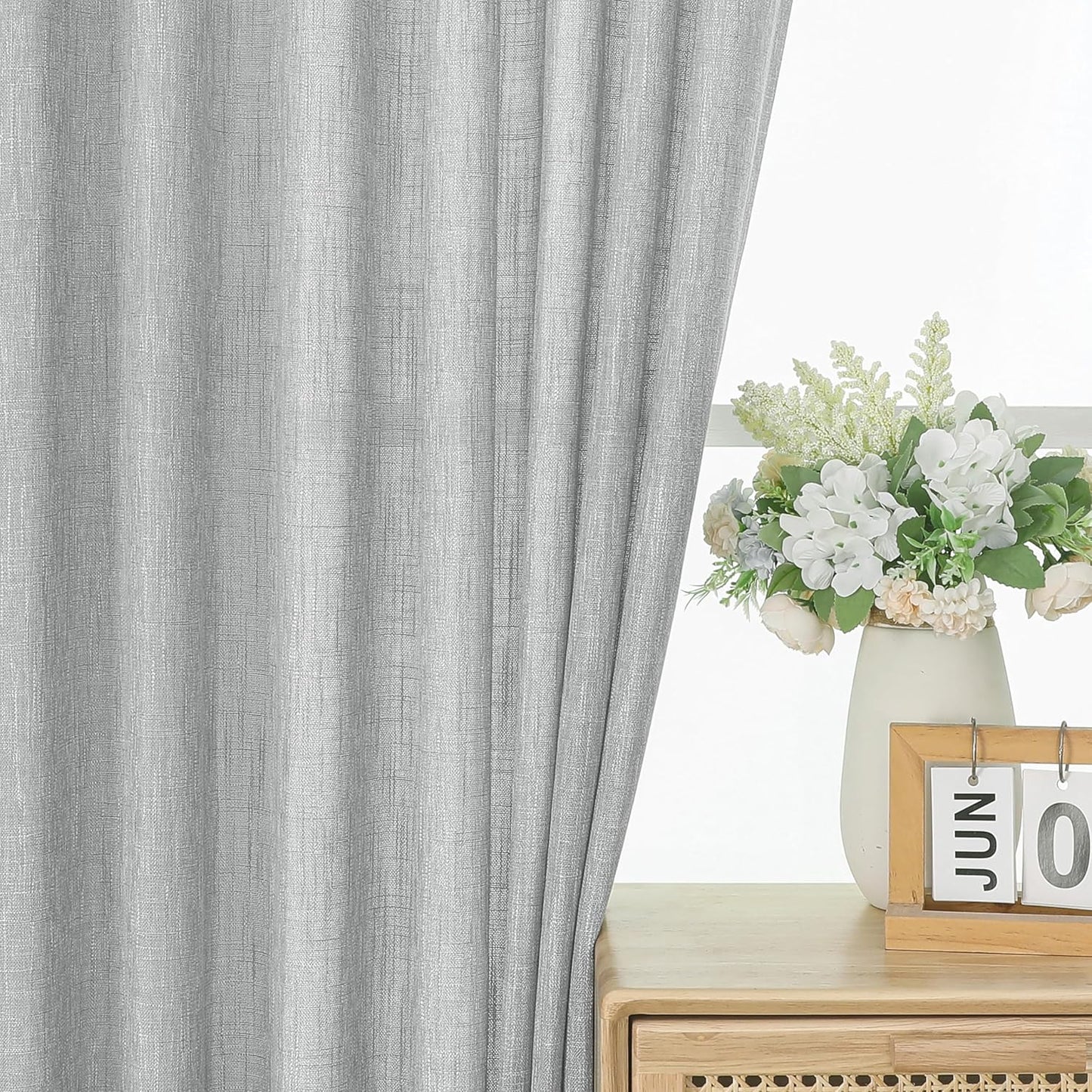 Vision Home Gray Pinch Pleated Semi Sheer Curtains Textured Light Filtering Window Curtains 120 inches for Living Room Bedroom Silver Grey Pinch Pleat Drapes with Hooks Back Tabs 2 Panels 40" Wx120 L