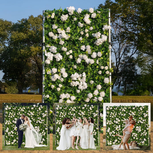 Artificial Luxury‌ Flower Wall Panels, Gorgeous 3D Silk Floral Backdrop for Wedding, Baby Show, Party and Home Decor, Quick Assembly/Storage, Eco ＆ Pet Friendly, 2 pcs, Each Panel 2 * 8 ft.