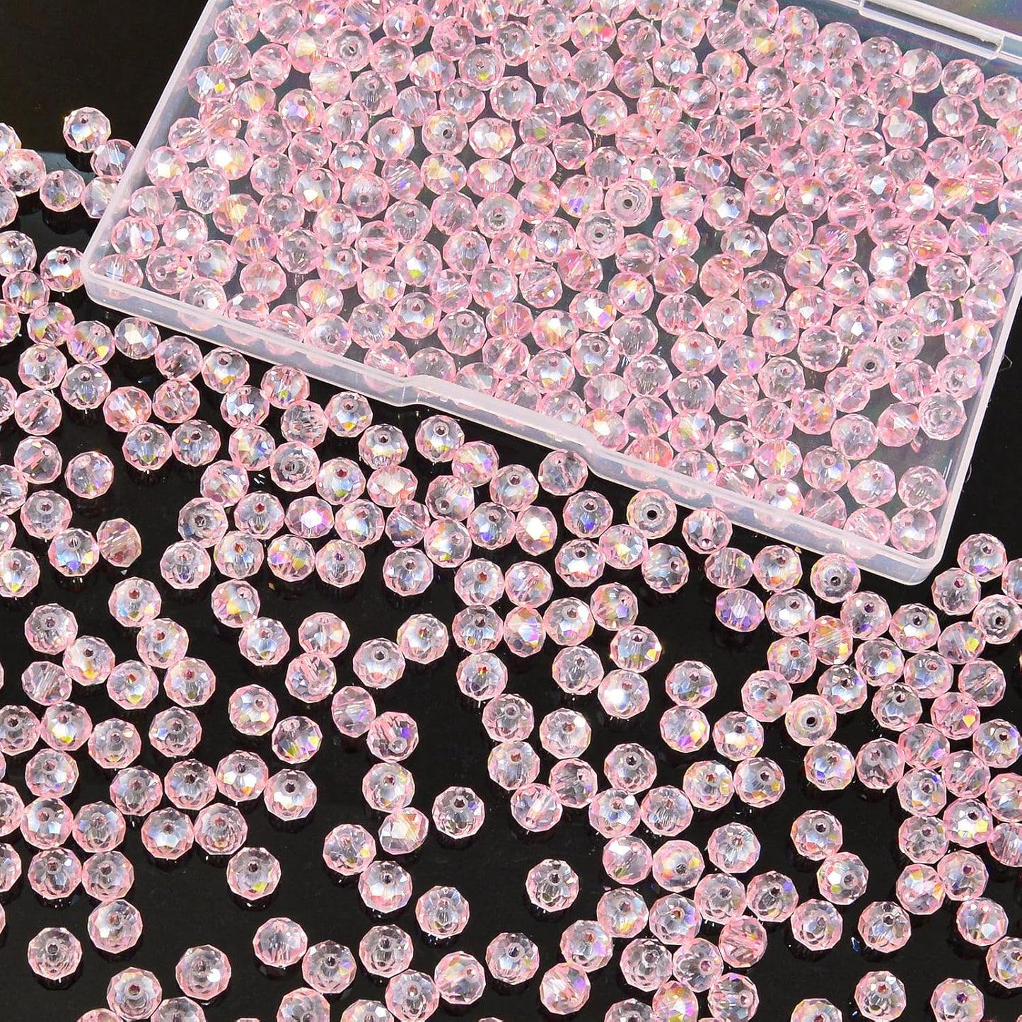 460Pcs 8mm Crystal Glass Beads for Jewelry Making Beads for Bracelets Necklace Pendants Making Supplies(Pink)