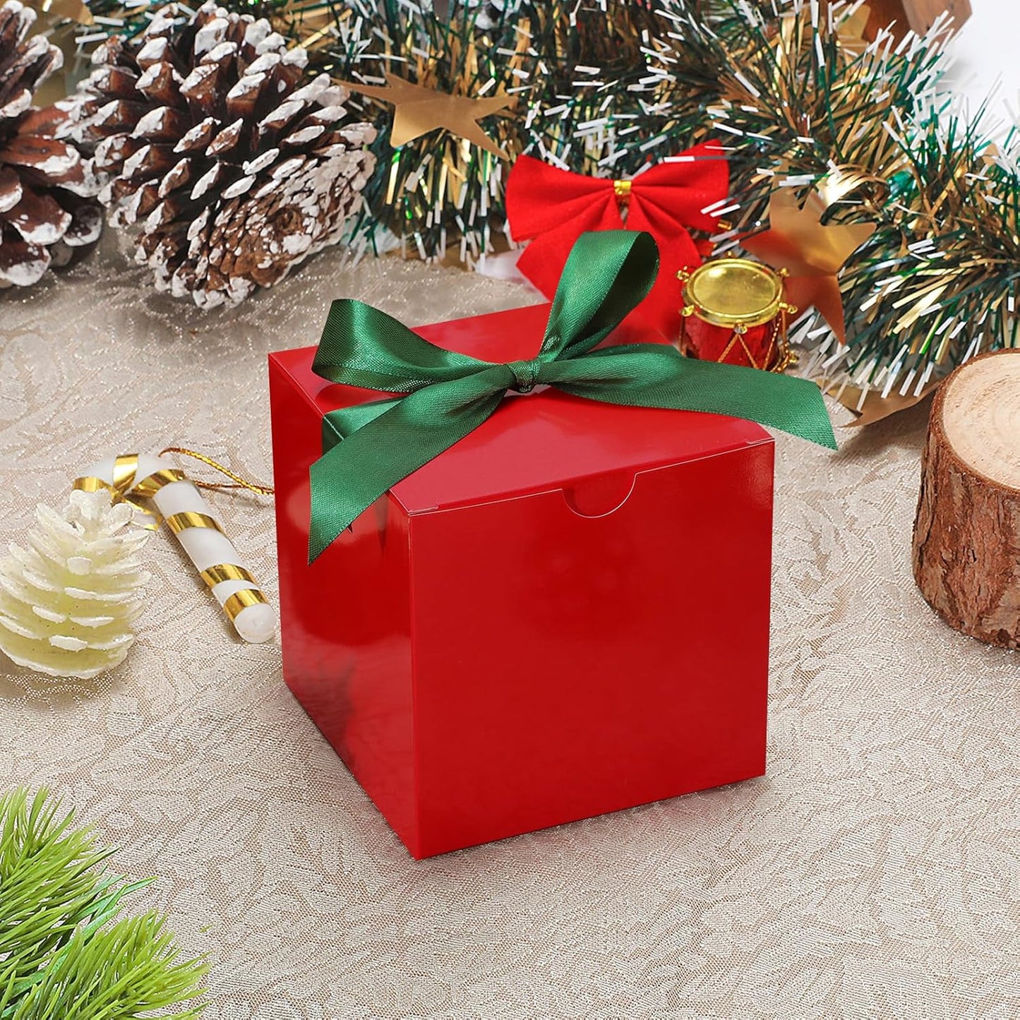 DOYIDE Small Gift Boxes, 20 Pack 5x5x5 Inch Red Elegant Paper Boxes with Ribbons, Crafting, Christmas Gift Box Wedding Party Favor, Cupcake, Candy, Bridesmaids Proposal Box