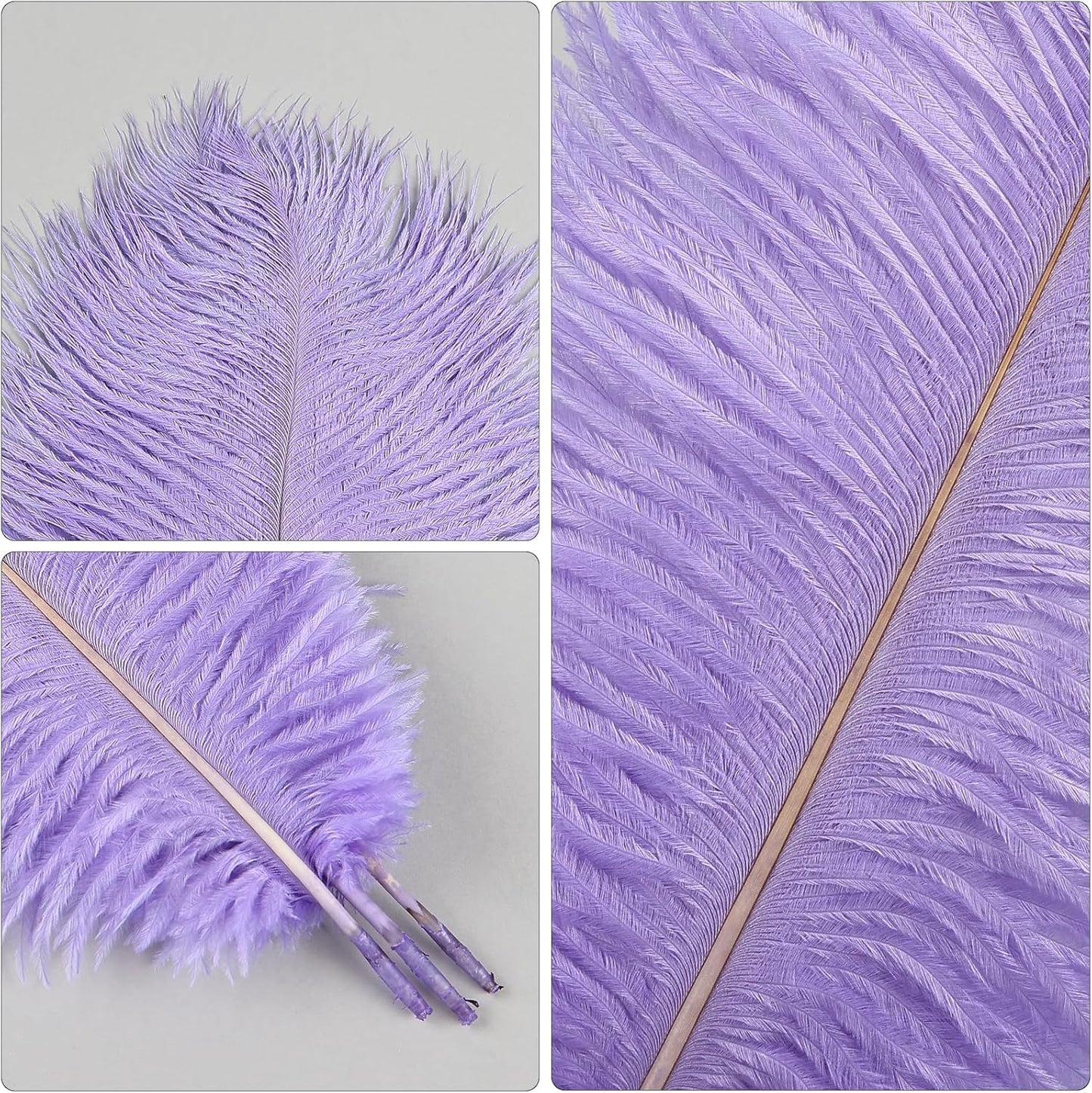 THARAHT Lavender Ostrich Feathers 12pcs Natural Bulk 8-10Inch 20cm-25cm for Crafts Wedding Party Centerpieces Flower Arrangement Easter Gatsbi and Home Decoration Feather