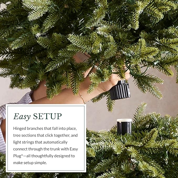 Balsam Hill 6.5ft Pre-Lit Classic Blue Spruce - Artificial Christmas Tree with 2,144+ Tips, 700 Clear LED Lights, Easy Plug Technology & Premium Stand for Indoor Holiday Decorating