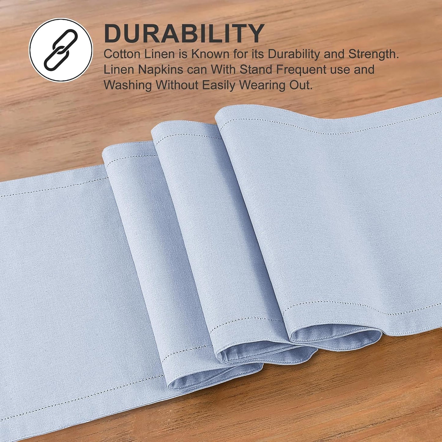 Ruvanti Linen Table Runner 120 Inches, Classic Hemstitch, Washable, Reusable, Non-Slipping, Stain Resistant- Perfect for Parties, Weddings, Dinners, Thanksgiving, Christmas, Indoor use – Arctic Ice