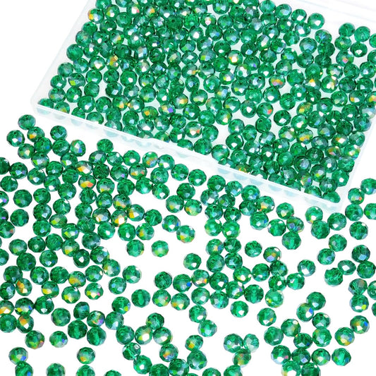 460Pcs 8mm Crystal Glass Beads for Jewelry Making Beads for Bracelets Necklace Pendants Making Supplies(Malachite Green)