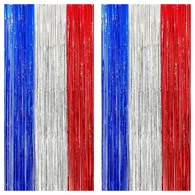 KatchOn, XtraLarge Red White and Blue Streamers - 3.2x8 Feet, Pack of 2 Red and Blue Decorations for Election Day | Election Day Decorations | Streamers for Patriotic and Veterans Day Decorations