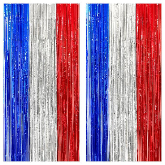 KatchOn, XtraLarge Red White and Blue Streamers - 3.2x8 Feet, Pack of 2 Red and Blue Decorations for Election Day | Election Day Decorations | Streamers for Patriotic and Veterans Day Decorations