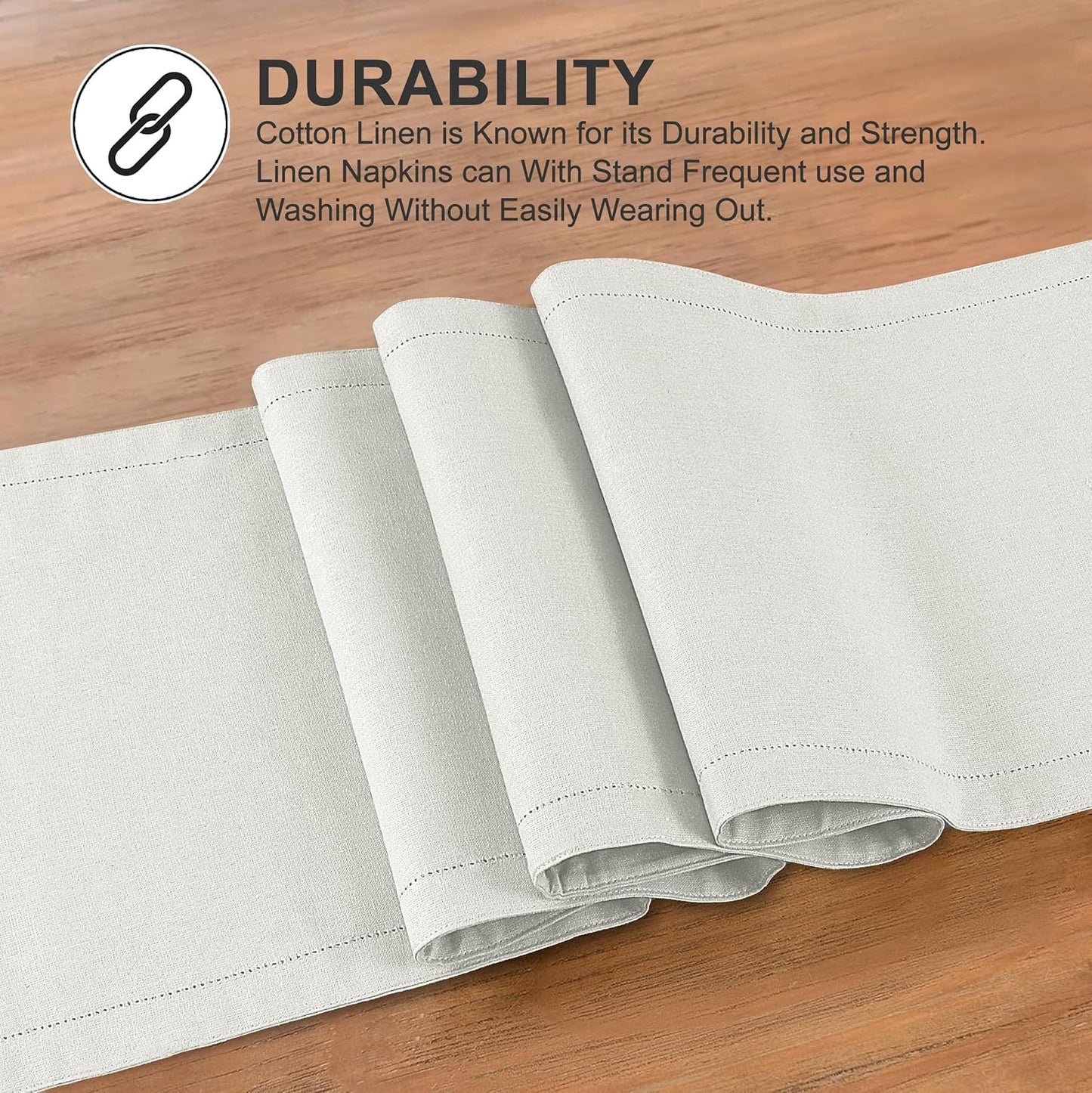 Ruvanti Linen Table Runner 90 Inches, Classic Hemstitch, Washable, Reusable, Non-Slipping, Stain Resistant- Perfect for Parties, Weddings, Dinners, Thanksgiving, Christmas, Indoor use – Ivory