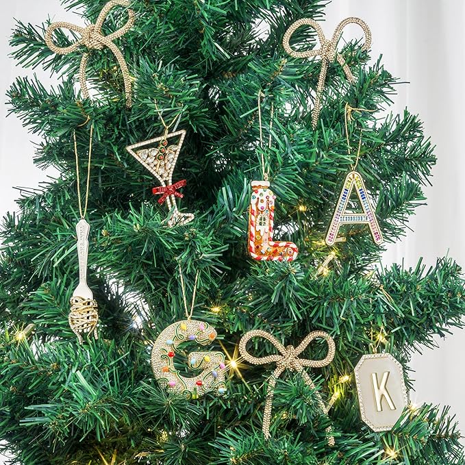 2025 Christmas Initial Ornaments | Letter H Ornaments for Xmas Tree|Hanging Ornament Gift for Mother Best Friends Sister Wife