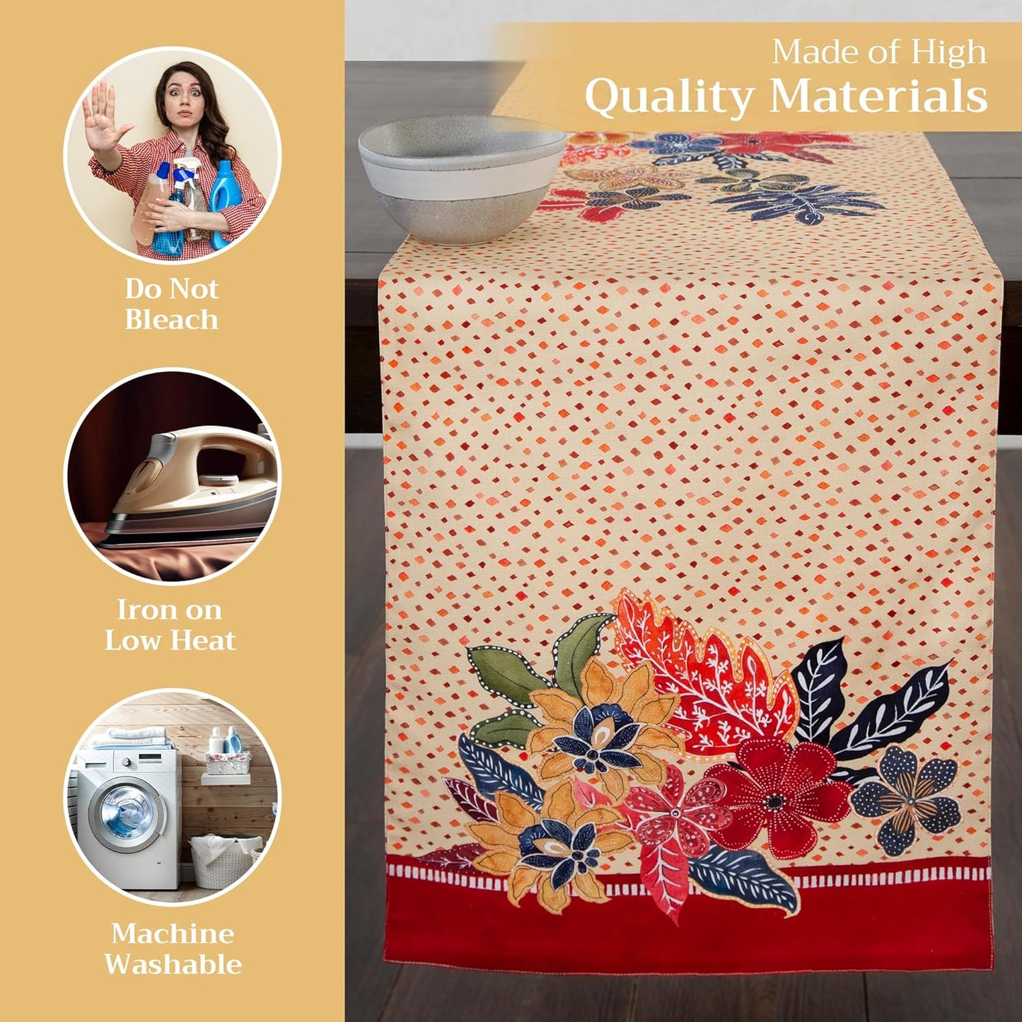 Maison d' Hermine Table Runner 100% Cotton Single Layer Table Runners 72 inches Long for Thanksgiving Christmas Decorations Home Kitchen Dining Party Wedding (Kalahari, 14.5" x 72")