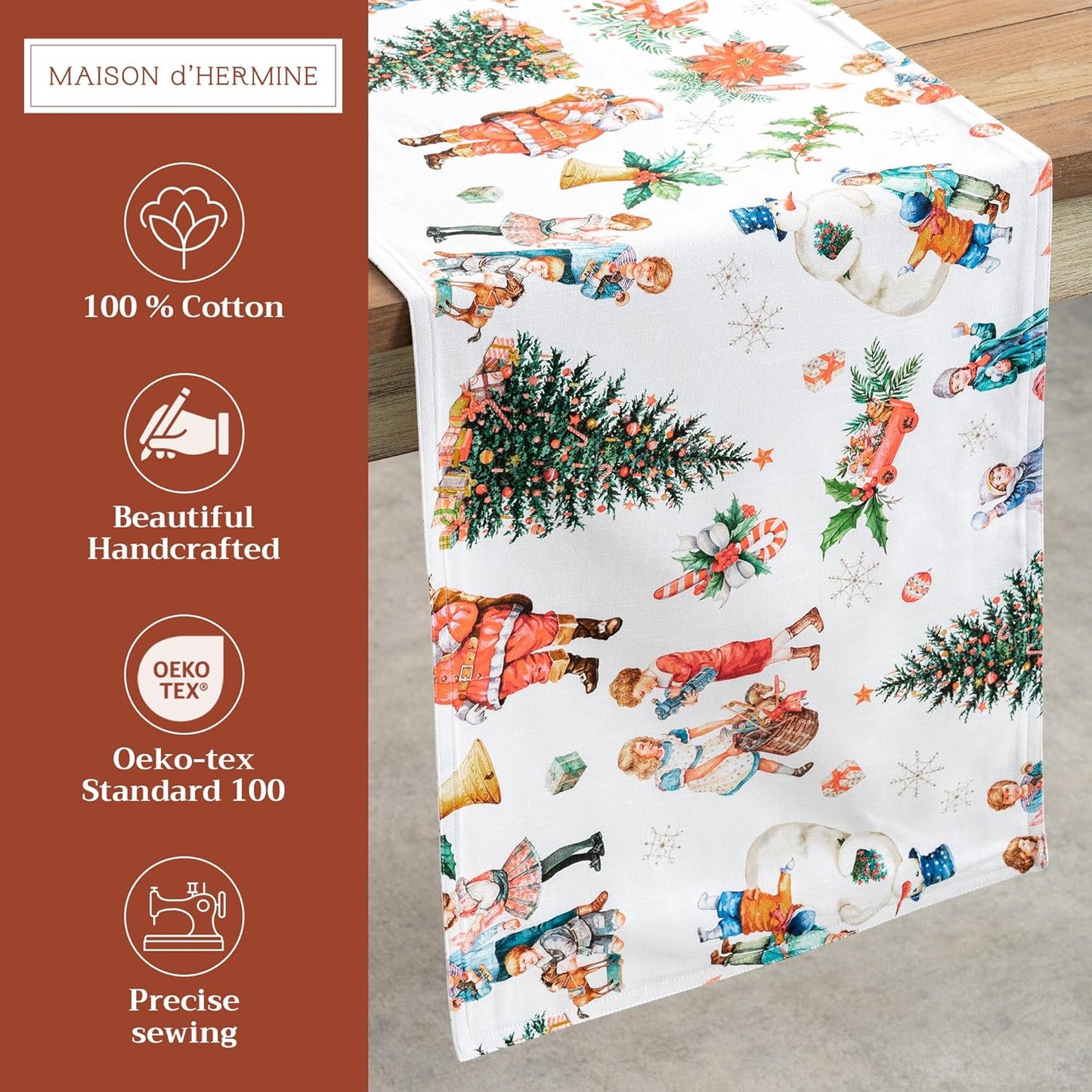 Maison d' Hermine Table Runner 100% Cotton Double Layer Table Runners 72 inches Long for Thanksgiving Christmas Decorations Home Kitchen Dining Party Wedding (Chromo, 14.5" x 72")