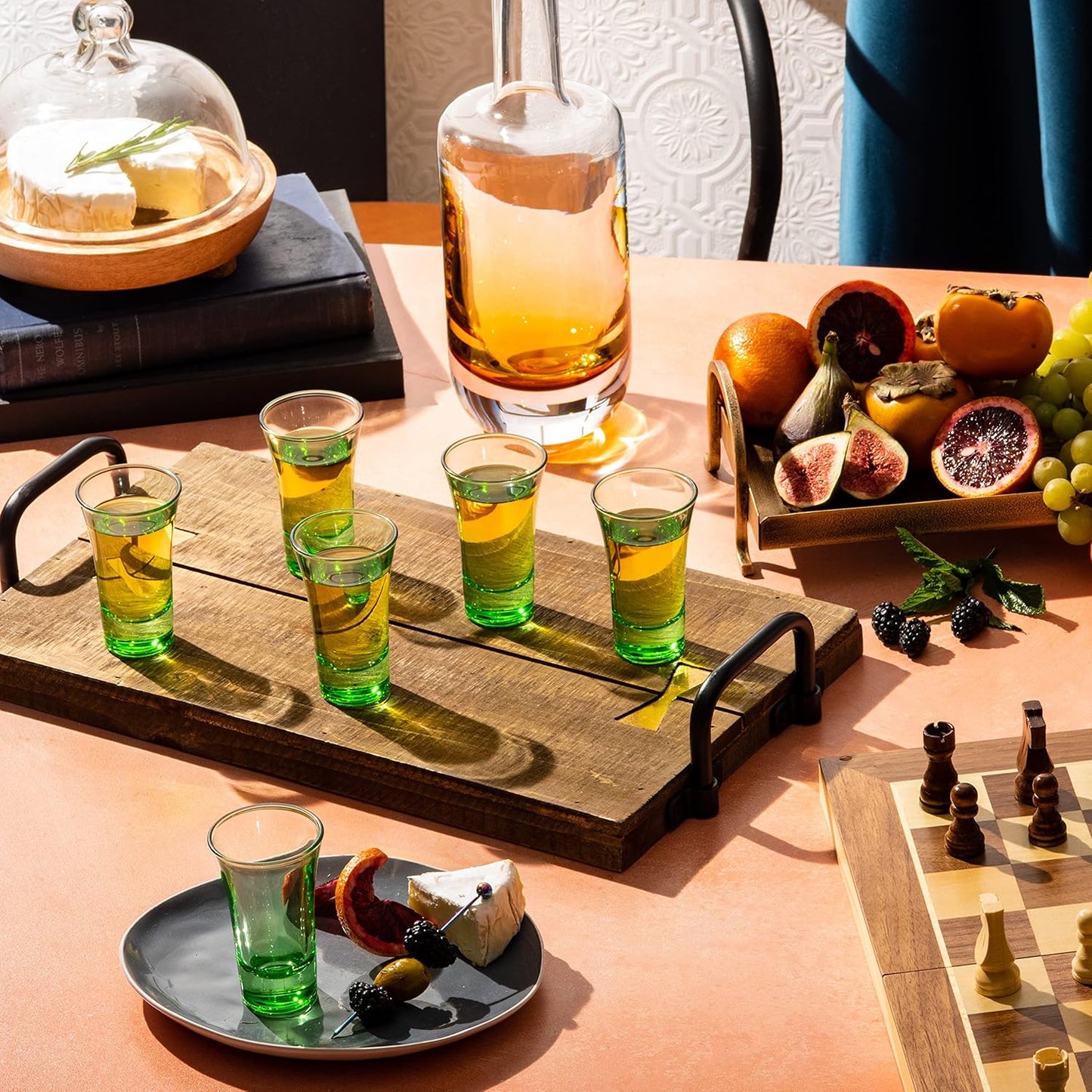 M&N HOME Ombre Green Shot Glass Set, 2 Oz Set of 6 Colored Shot Glasses, Whiskey Glasses, Tequila Shot Glasses, Cocktail Glasses, Round Shot Glasses for Vodka, Spirits & Liquor (Gradient Green Set)