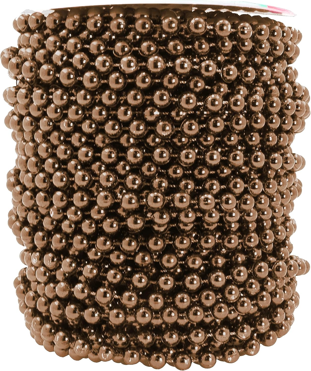 Mandala Crafts 6mm Faux Brown Pearl Beads Roll - 27 Yards Strand of Fake Pearls Chain Garlands Spool String for Christmas Tree, Wedding, Party, Vases, DIY Decoration