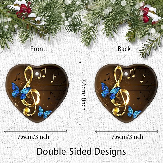 Musical Note Christmas Ornaments,Christmas Tree Decorations Decorative Hanging Ornament,2025 Navidad Holiday Decoration for Women Men,Ceramic Horse Lover Gifts Xmas Home Decor