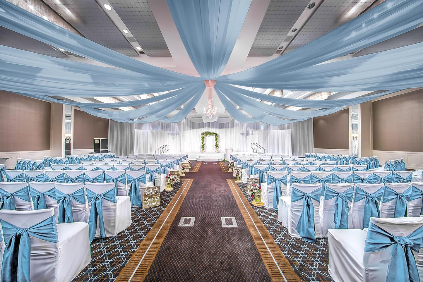 6 Panels Dusty Blue Ceiling Drapes for Wedding, 5ftx40ft Ceiling Drapes Cheesecloth Sheer Fabric Curtain Wedding Arch Draping Fabric Romantic Ceilings Decorations for Weddings Party Ceremony Stage