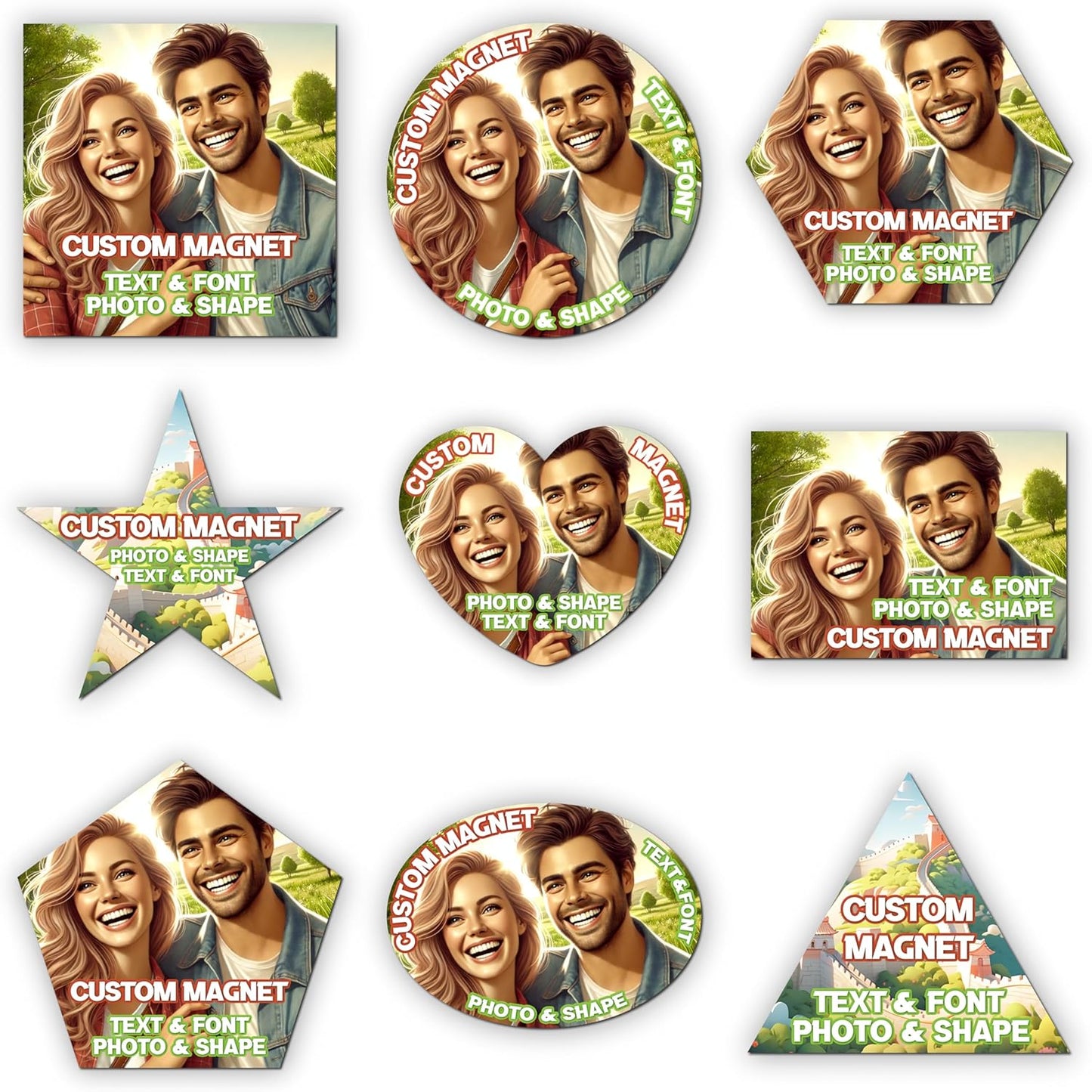 KETABAO – 14" Customizable Hexagon Magnetic Photo Frames - add Your Image to Your Refrigerator, Storage Cabinet or car Magnet