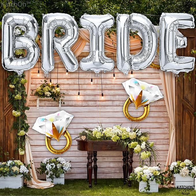 KatchOn, Giant Silver Bride Balloons Bachelorette - 40 Inch | Bride Balloons Silver for Bachelorette Party Decorations | Bridal Shower Balloon for Bridal Shower Decorations