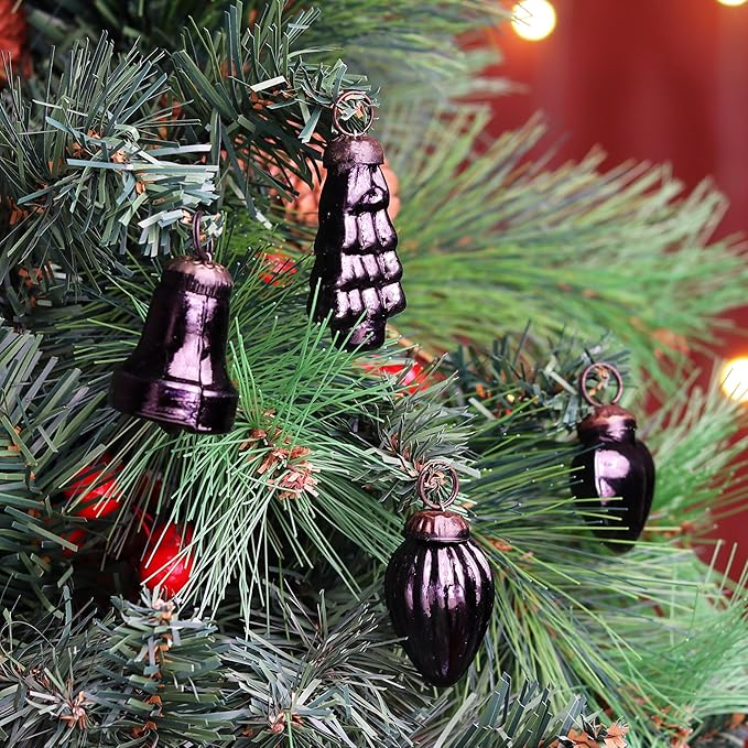 IndianShelf 300 Pieces Black & Green Glass Vintage Christmas Ornaments Mini Bulk Decorative Ornaments for Halloween, Christmas Tree, New Year, Valentine Day, Holidays, Event & Wedding(25 * 12 Boxes)