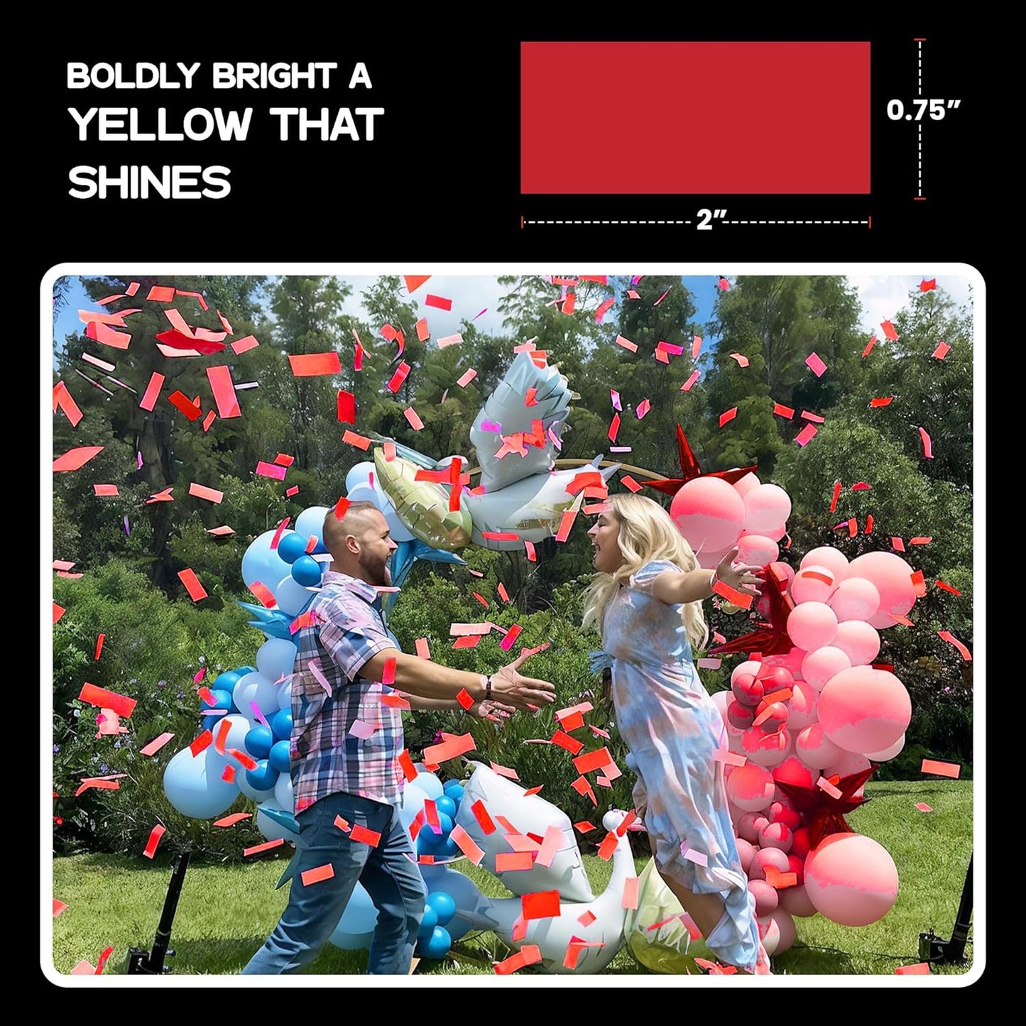 Red Biodegradable Confetti - Rectangular Fluttering Tissue Paper Confetti for Cannon and Launcher use - Best for Birthday, Wedding, live Events and Table Decoration - 1 lb, 16 oz