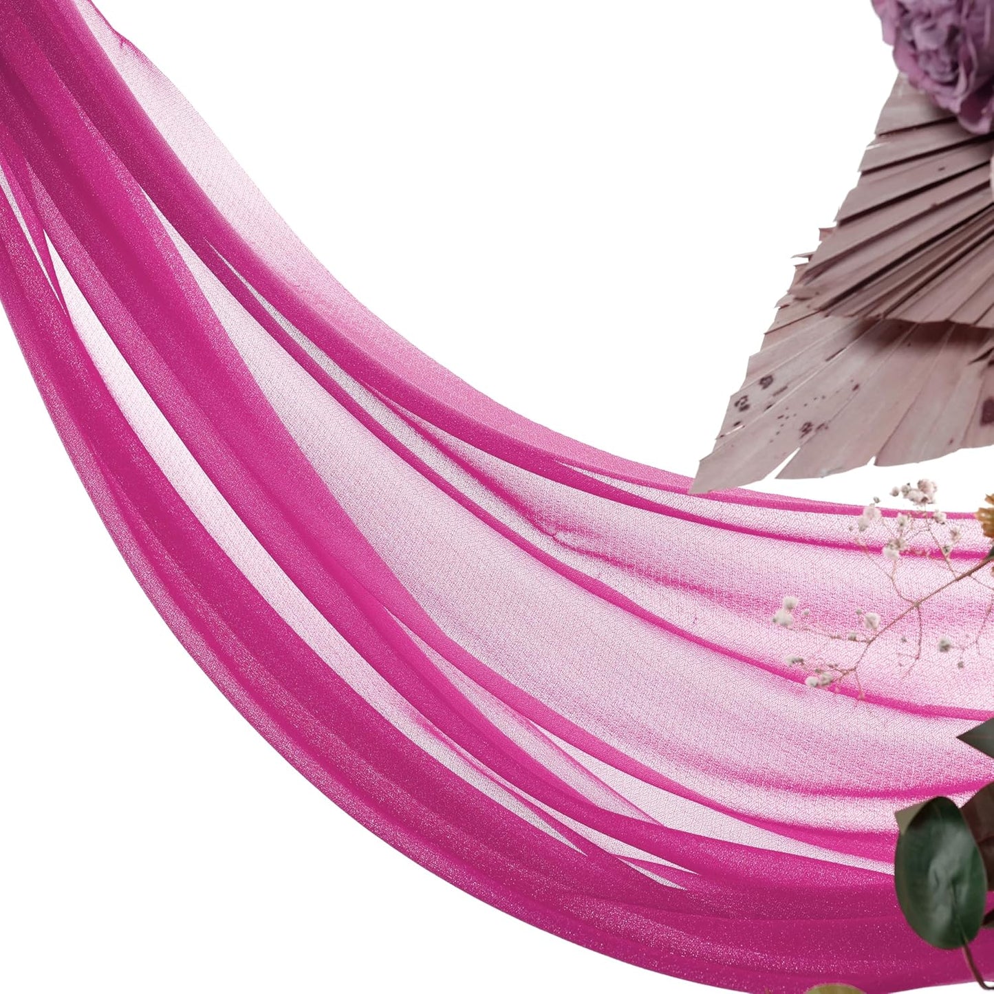 VDS Pack of 4 Panel (30 Inch X 20 Feet) Wedding Arch Draping Fabric Sheer Chiffon Fabric Drapery for Wedding Ceremony Reception Swag Backdrop Canopy Chuppah ARBO Altars Decoration (Magenta)