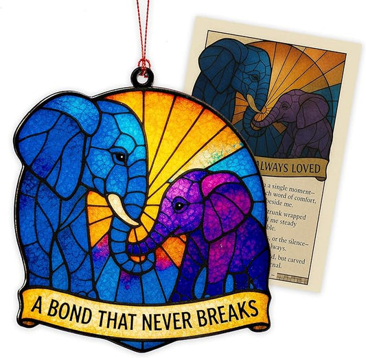for Women - Friendship Gifts for Girls - Elephant Gift for Women - Friend Ornaments - Christmas Ornament 2025 - Suncatcher Effect Stained Glass Window Hanging - car Hanging