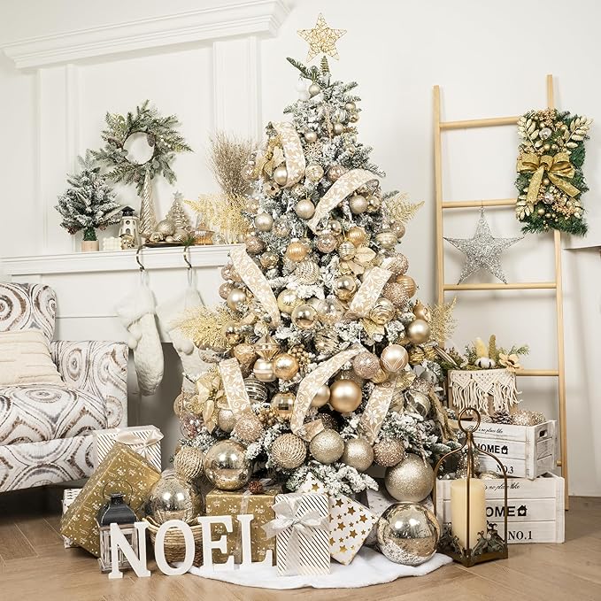 XmasExp Large Christmas Ball Ornaments,1pcs Champagne Giant Shatterproof Plastic Hanging Mercury Xmas Ball Decorations Christmas Tree Ornaments (Champagne Gold, 8")