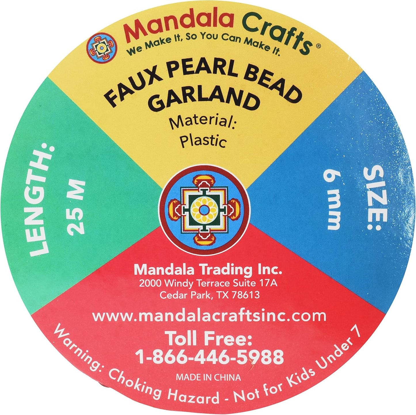 Mandala Crafts 6mm Faux Burgundy Pearl Beads Roll - 27 Yards Strand of Fake Pearls Chain Garlands Spool String for Christmas Tree, Wedding, Party, Vases, DIY Decoration