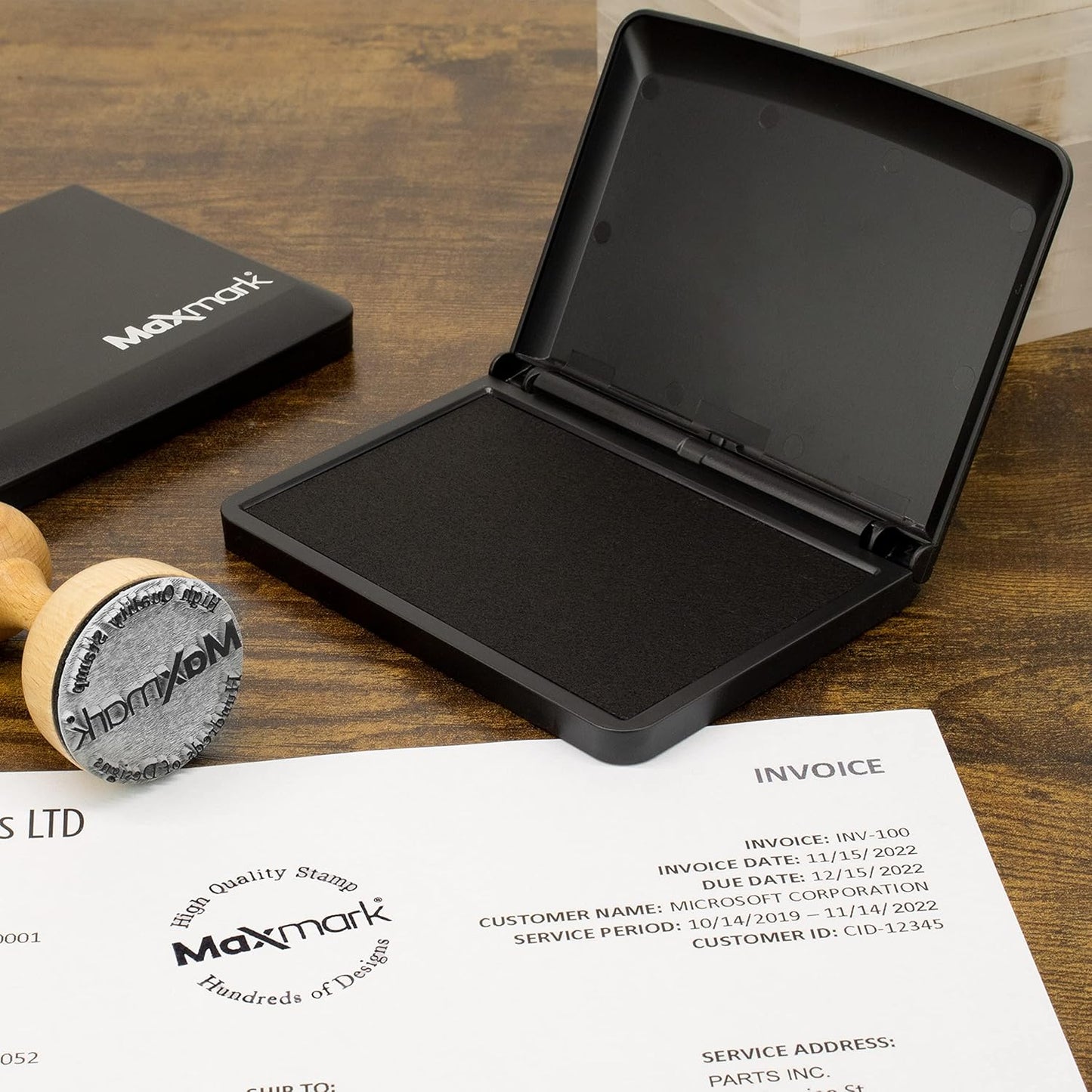 MaxMark Large Premium Sky Blue Ink Stamp Pad - 3.5" x 6.25" - Quality Felt Pad