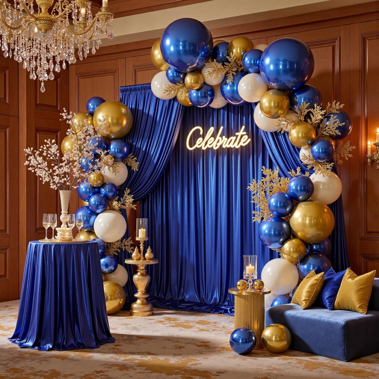 20x10ft Thick Royal Blue Glitter Backdrop Curtain Panels for Parties, Wrinkle Free Sequin Sparking Photo Backdrop Drapes, 4 Panels 5x10ft Shimmer Back Drop Cloth for Wedding Birthday Photography