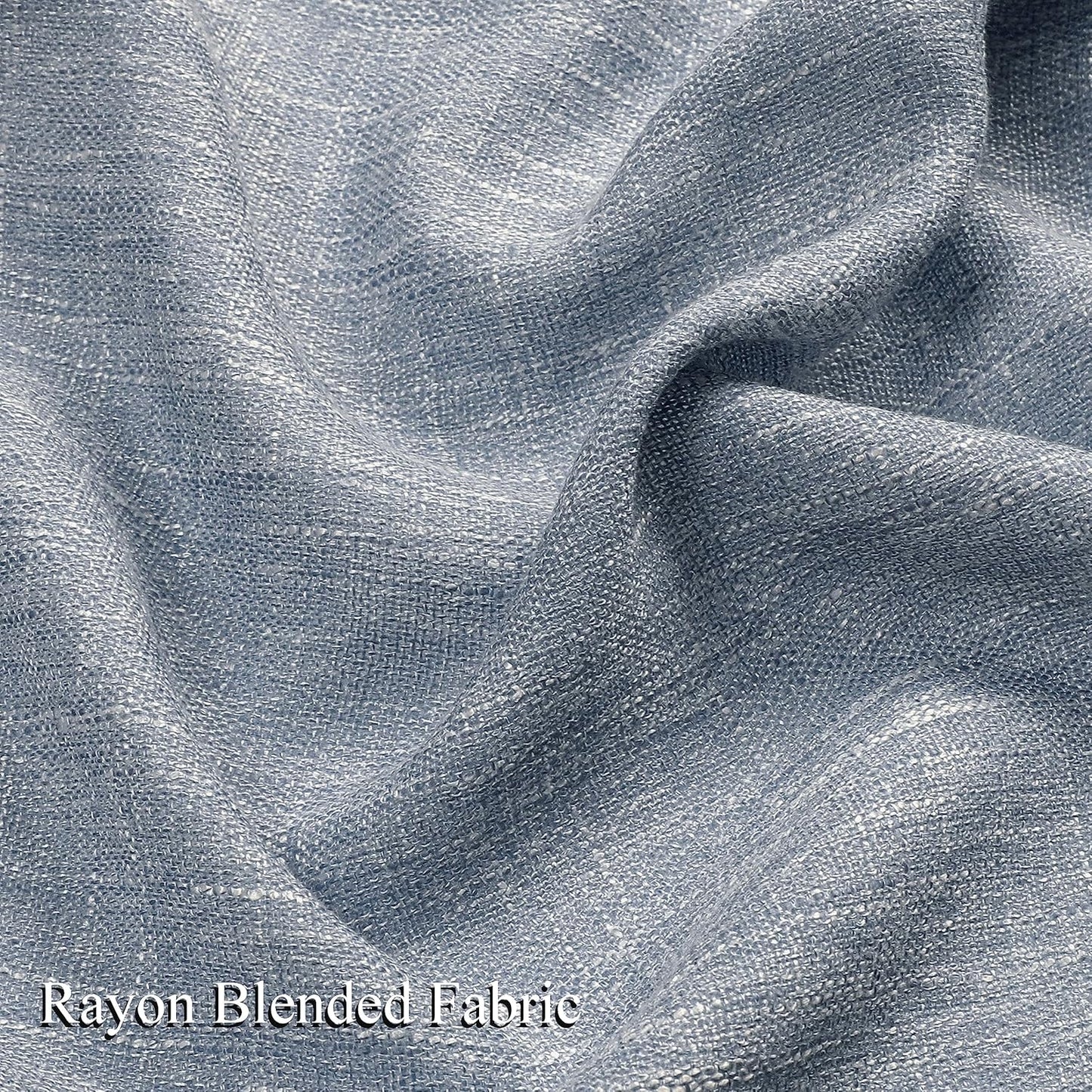 Vision Home Pinch Pleated Blue Semi Sheer Curtains Textured Light Filtering Window Curtains 63 inch for Living Room Bedroom Rayon Blended Chambray Blue Pinch Pleat Drapes with Hooks 2 Panels 40"Wx63"L