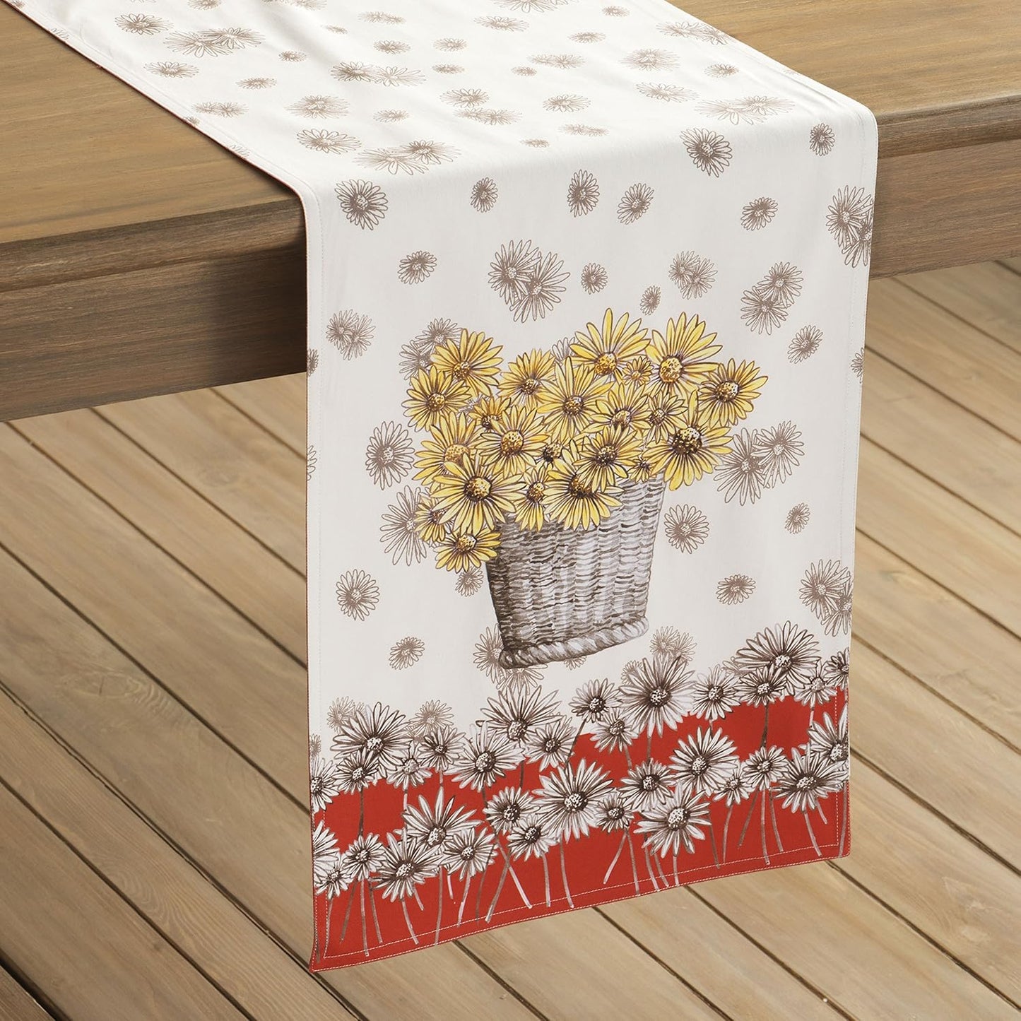 Maison d' Hermine Table Runner 100% Cotton Single Layer Table Runners 90 inches Long for Thanksgiving Christmas Decorations Home Kitchen Dining Party Wedding (Bagatelle, 14.5" x 90")