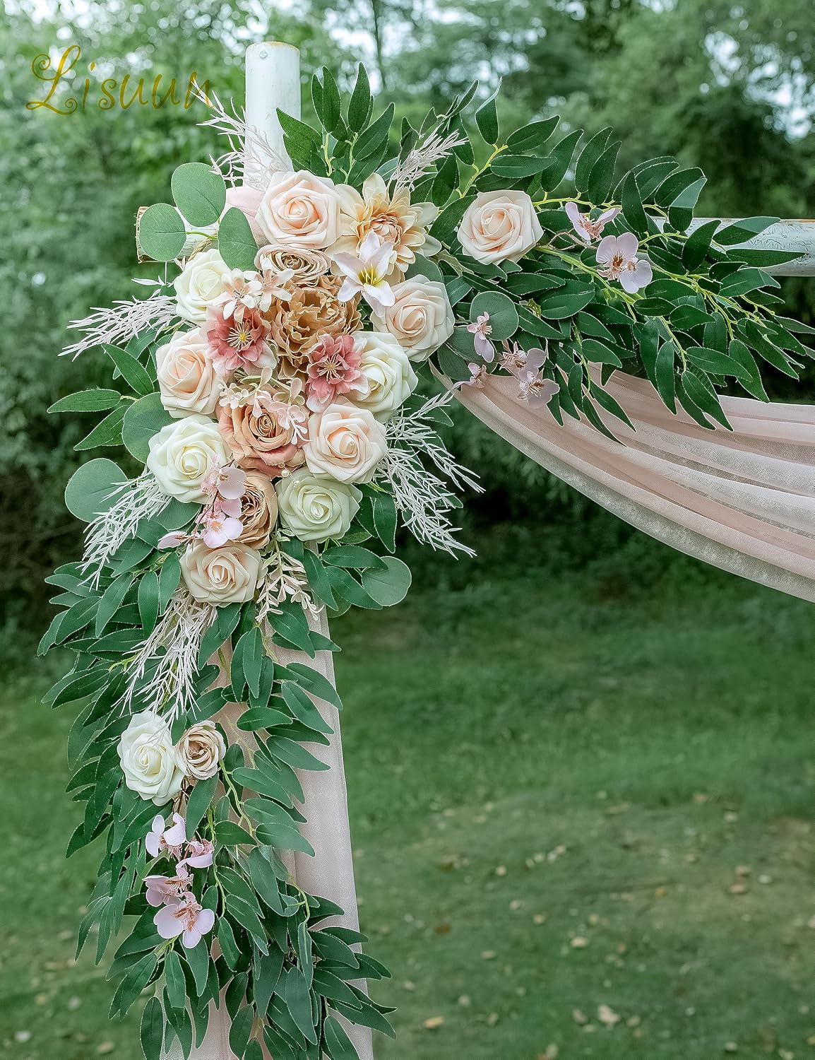 Wedding Arch Flowers, Artificial Flowers for Decoration, Large Flower Swag for Boho Styles Wedding Ceremony Floral Decor - Pack of 2