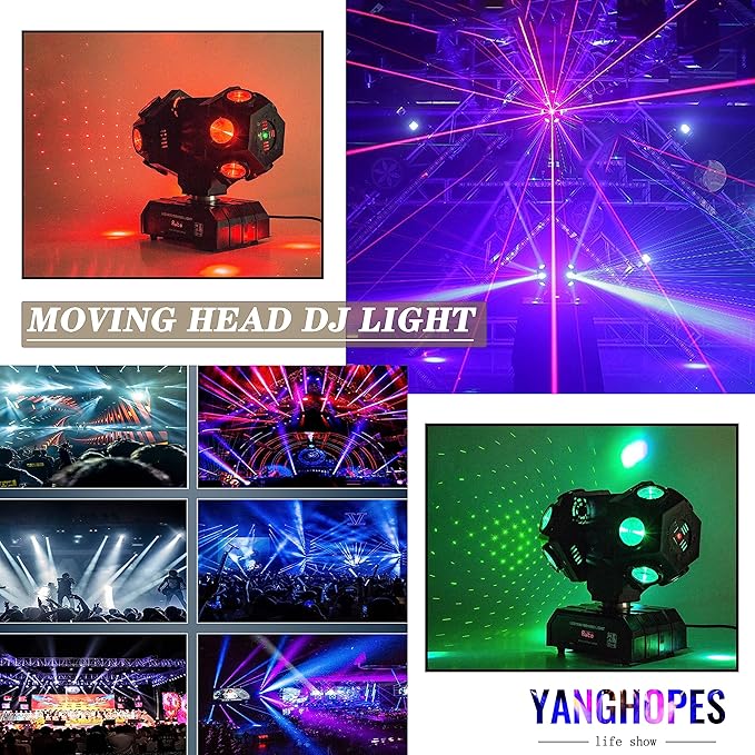 Moving Head Stage Lights Professional DMX512 DJ Lights Sound Activated for KTV Disco Party Wedding Concert Festival