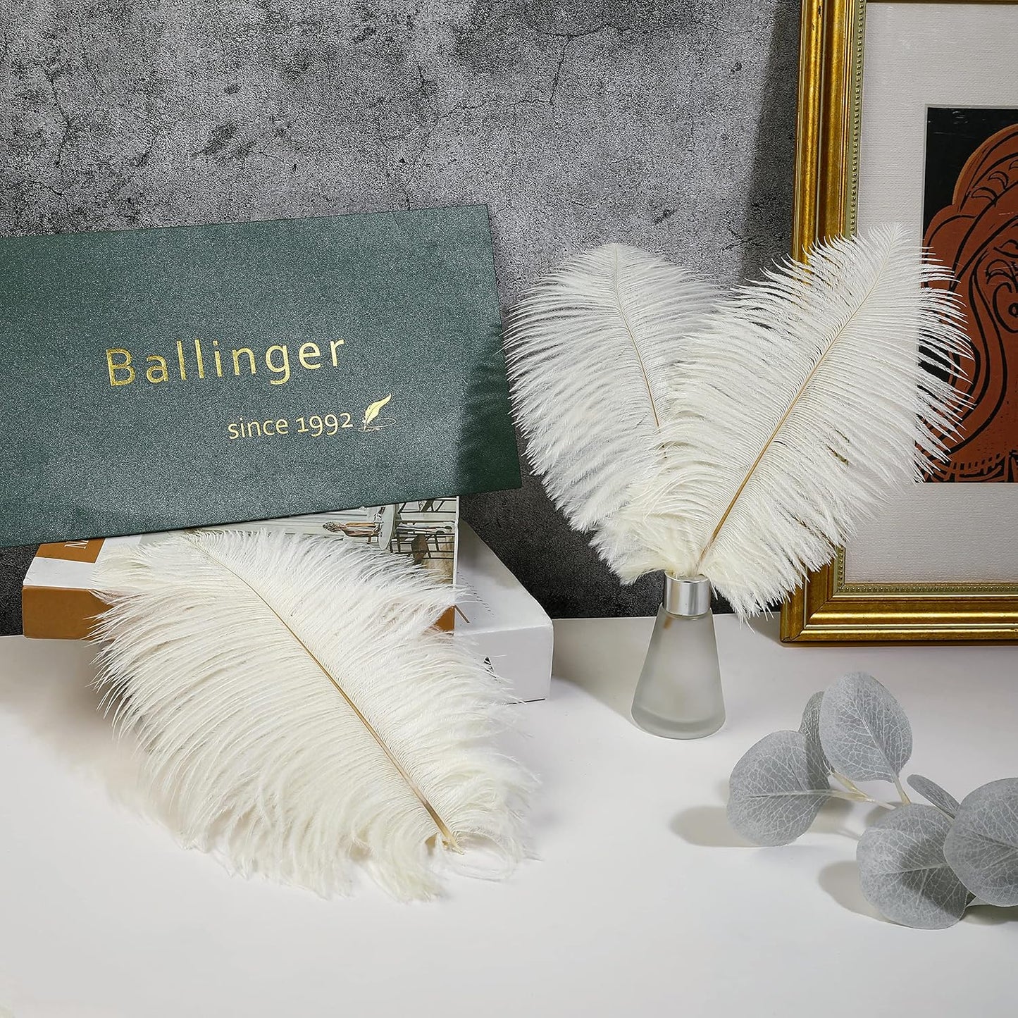 Ballinger Beige Ostrich Feathers Bulk - 24pcs 10-12inch Boho Feathers for vase，Wedding Party Centerpieces and Home Decor