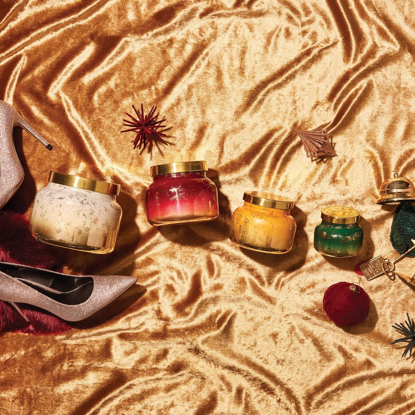 Capri Blue Glimmer Jar Candles - Luxury Holiday Scented Candles for Home - Long Lasting Soy Wax Blend - Scented Holiday & Home Decor - Tinsel & Spice Signature Petite Jar (8 oz)